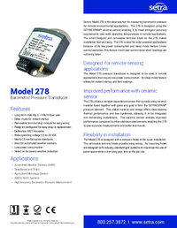 Thumbnail of document Data Sheet - 278 Barometric Pressure Transducer